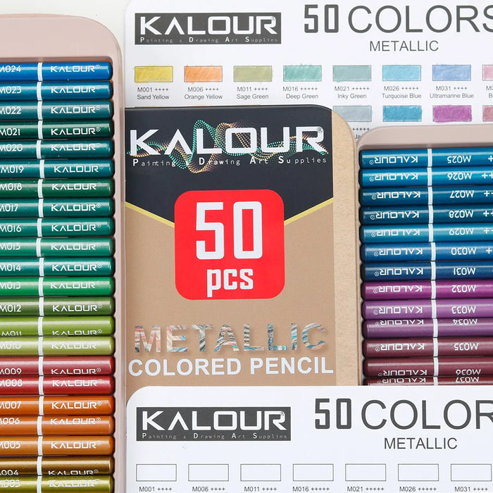 50 Metallic Coloured Pencils Set