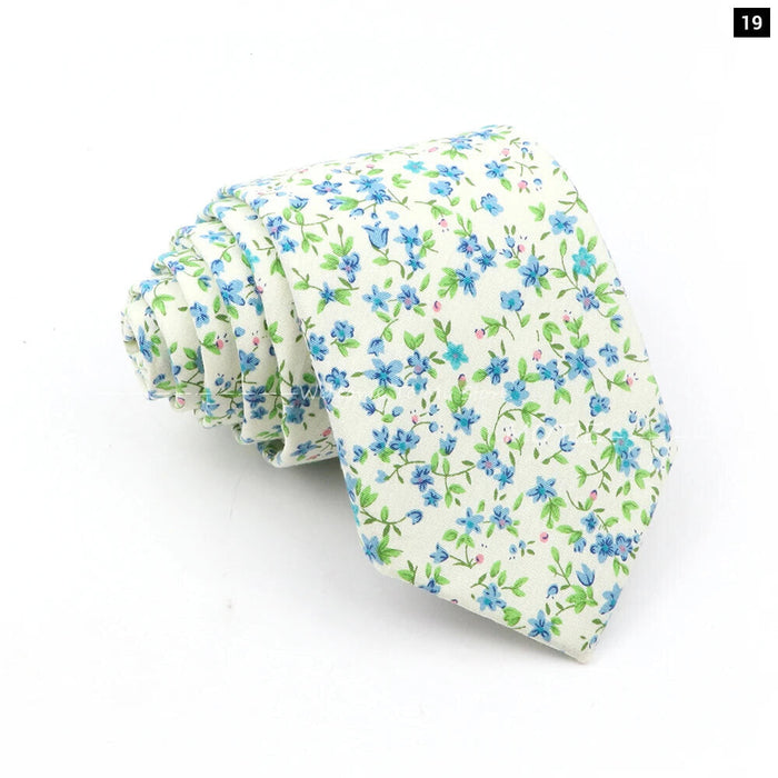 Blue Floral Cotton Ties For Weddings Business And Daily Wear