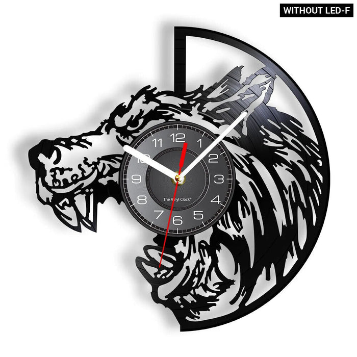 Wolf Howling Moon Vinyl Record Wall Clock