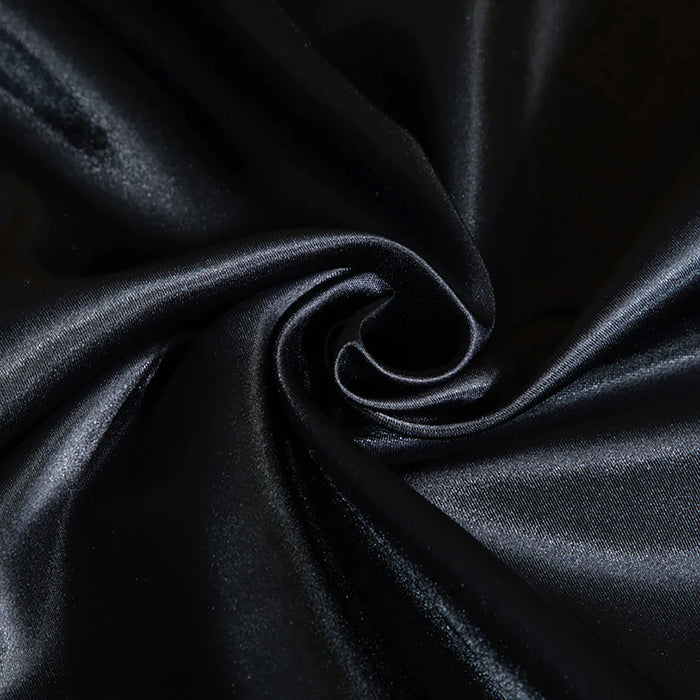 Silky Black Rayon Satin Fitted Sheet Elastic Band