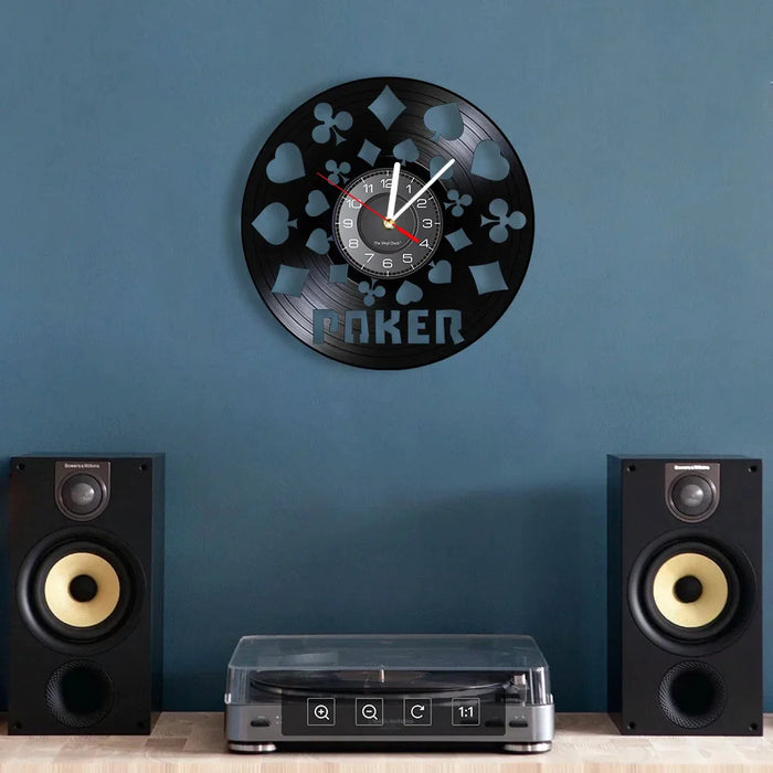 Modern Poker King Rummy Vinyl Record Wall Clock