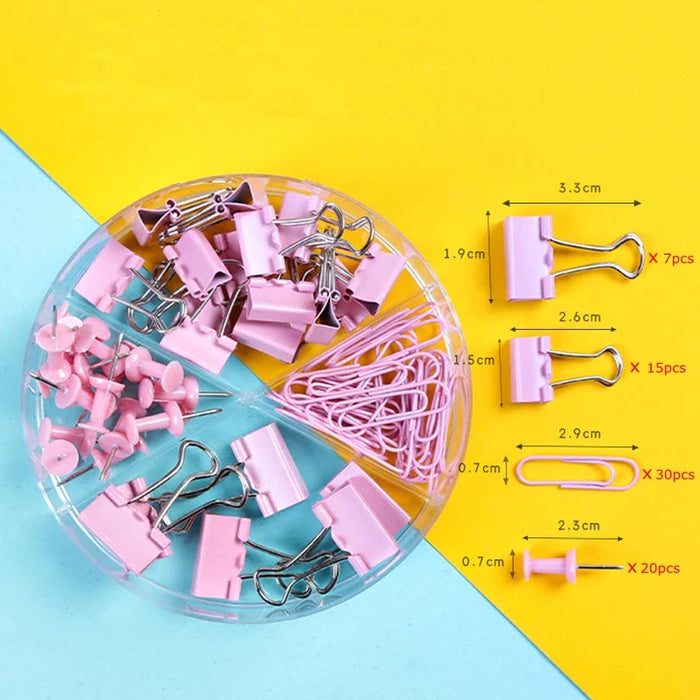 72 Pieces Rose Gold Binder Clips Push Pins