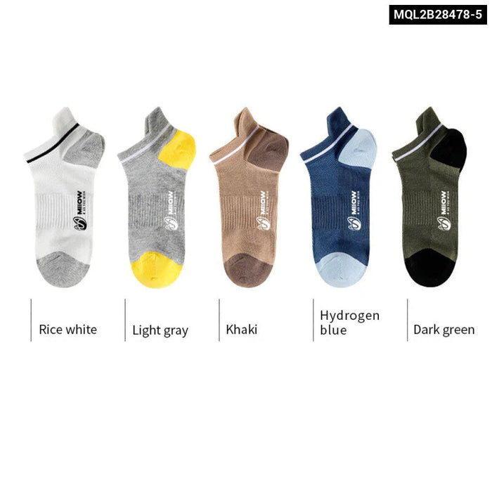 5 Pairs Antibacterial Breathable Mens Ankle Socks