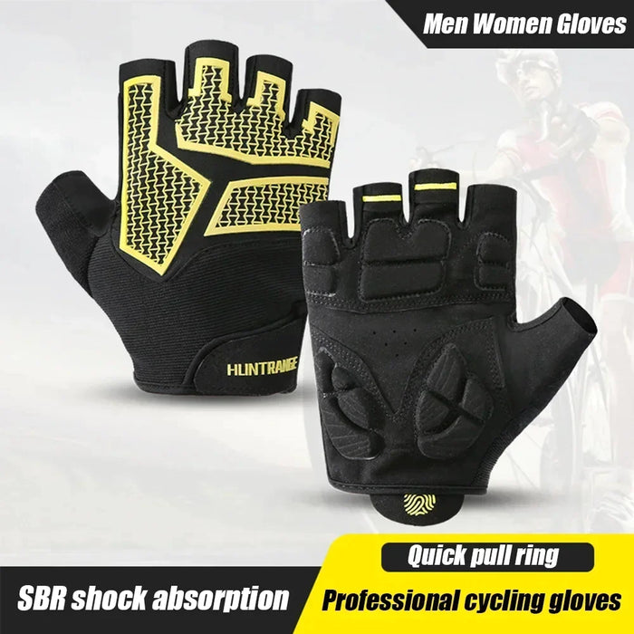 1 Pair Anti-Slip Shock Absorption Half Finger Fitness Gloves For Weight Lifting