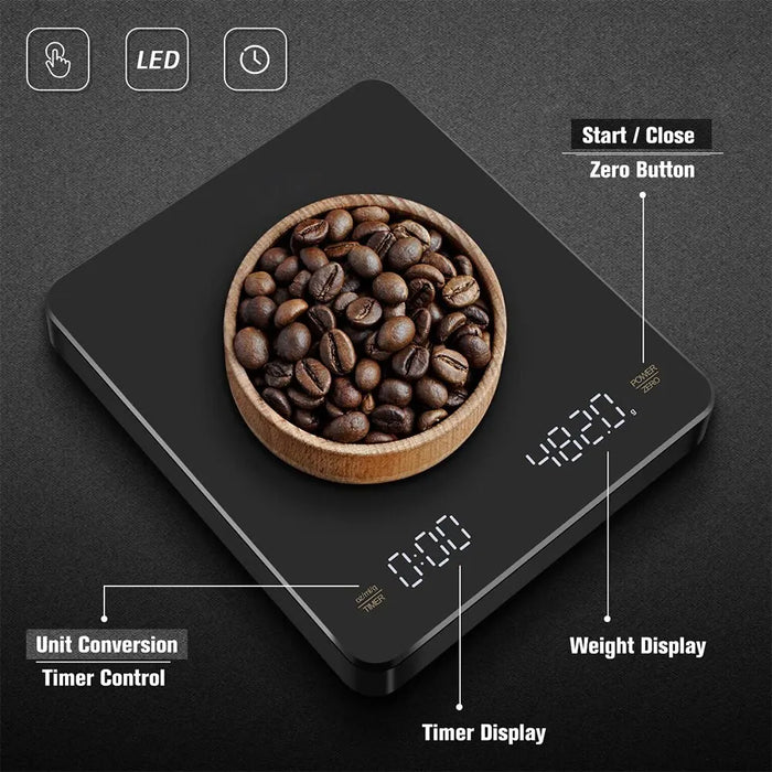 3Kg Usb Coffee Scale With Timer And Led Screen