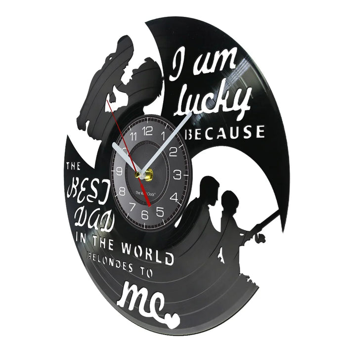 Lucky Me Best Dad Vinyl Lp Wall Clock