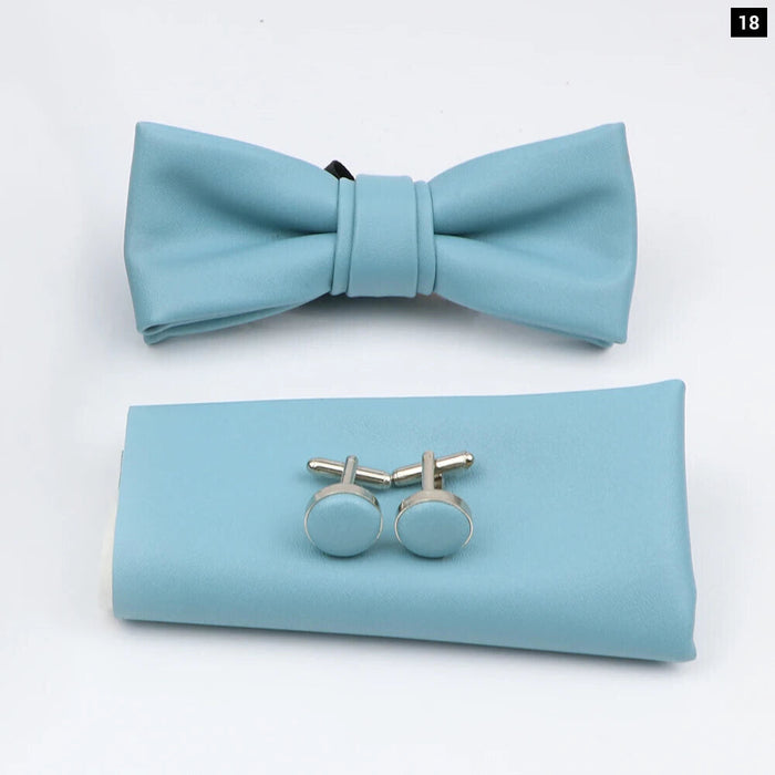 Tie Pocket Square Cufflink And Bowtie Set For Men For Business Weddings And Gifts