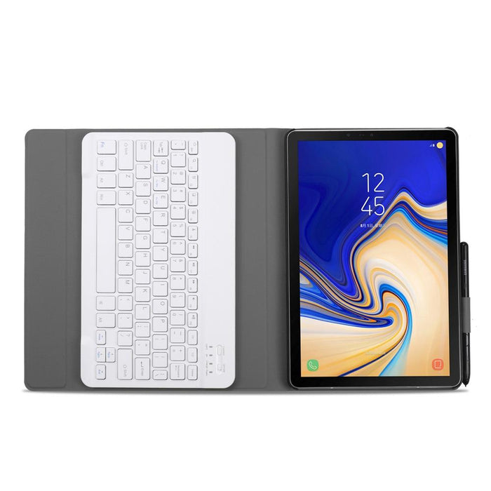 Ultra-Thin Detachable Bluetooth Keyboard Leather Tablet Case For Galaxy Tab S4 10.5 T830 / T835 With Holder