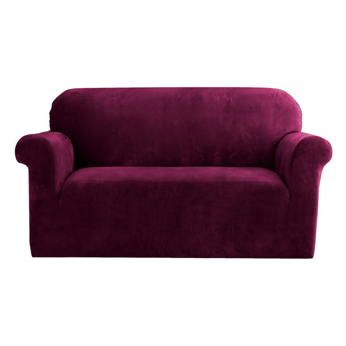 Sofa Cover Couch Covers 2 Seater Velvet Ruby Red