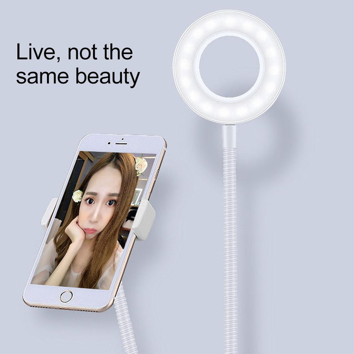 Clip Style Universal Cell Phone Holder Bracket Selfie Ring Light With 3-Colour Light Adjustment For Studio Recording Live Broadcast Live Show Ktv Etc.