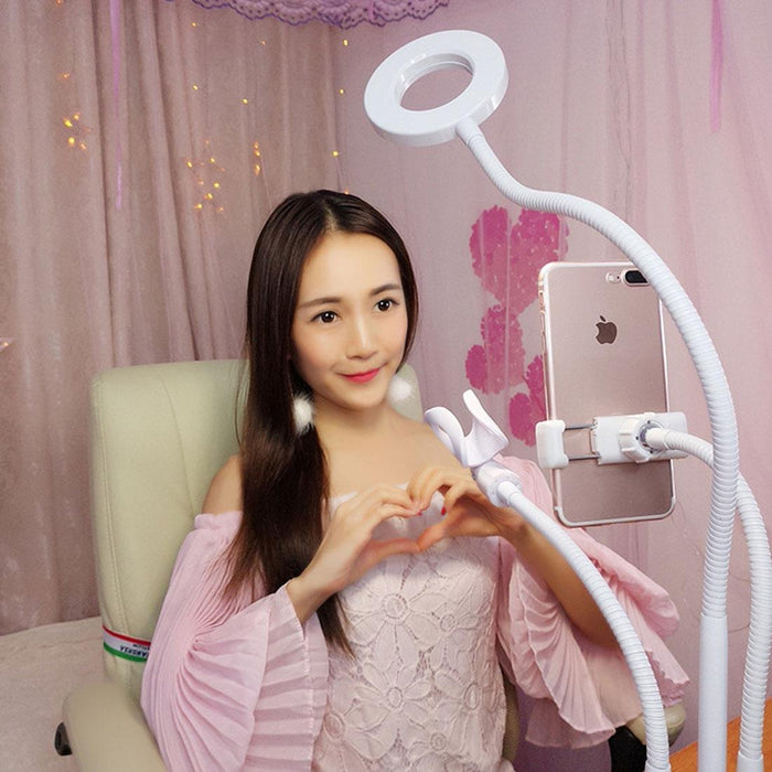 Clip Style Universal Cell Phone Holder Bracket Selfie Ring Light With 3-Colour Light Adjustment For Studio Recording Live Broadcast Live Show Ktv Etc.