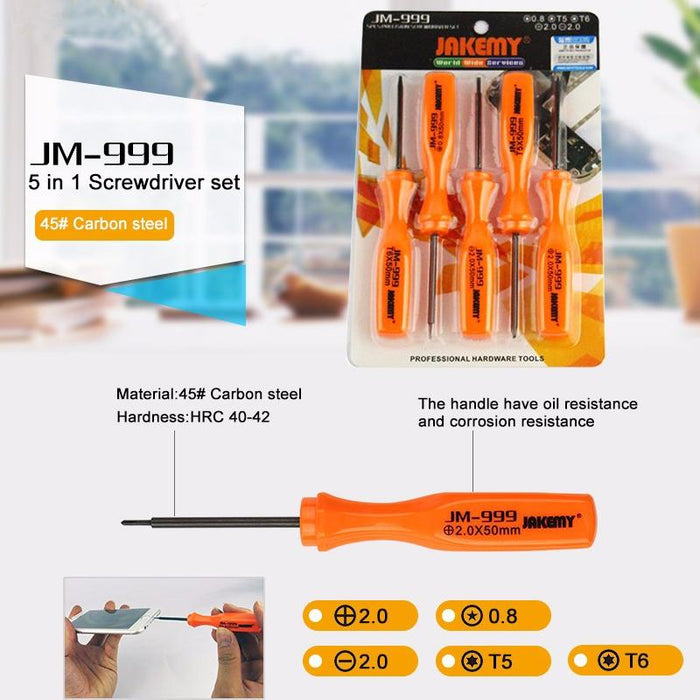 Jakemy Jm 999 5 In 1 Precision Screwdriver Set Carbon Steel