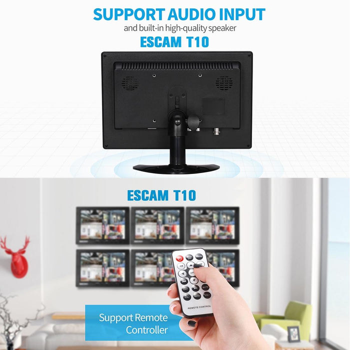 10.0 Inch Tft Lcd 1024X600 Monitor With Vga & Hdmi & Av & Bnc & Usb For Pc Cctv Security