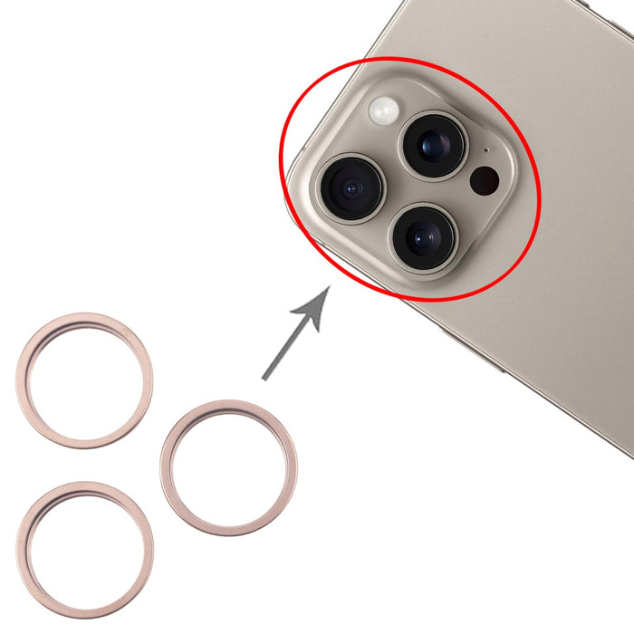 For Iphone 16 Pro Max 3Pcs / Set Rear Camera Glass Lens Metal Outside Protector Hoop Ring