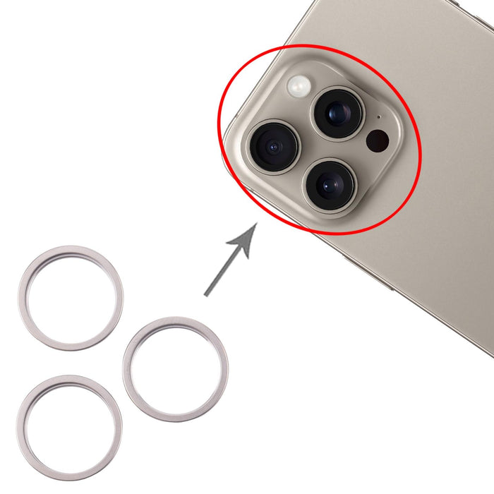 For Iphone 16 Pro Max 3Pcs / Set Rear Camera Glass Lens Metal Outside Protector Hoop Ring