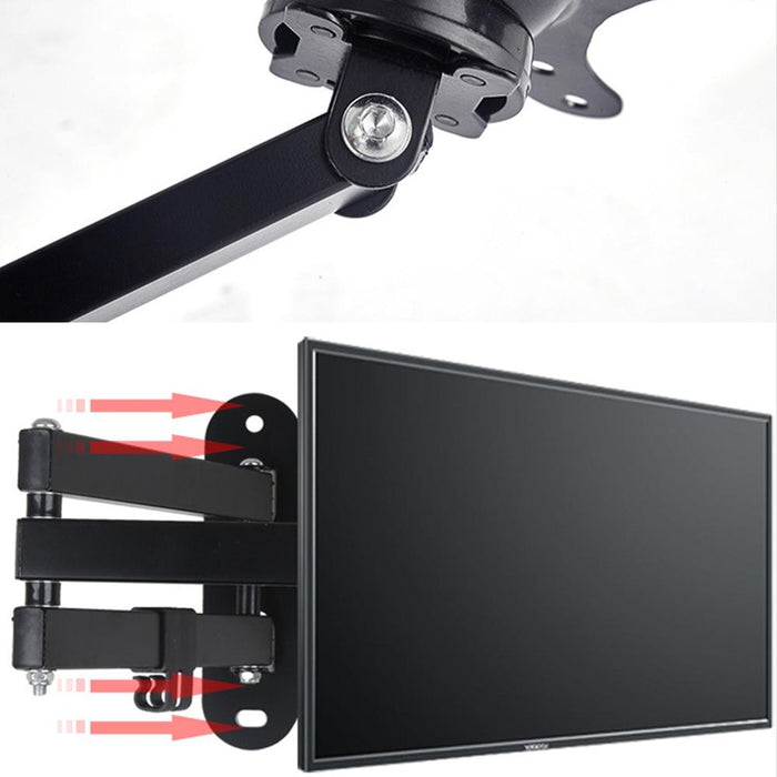 14-27 Inch Universal Rotatable Retractable Computer Monitor Three Arms Wall Mount Bracket