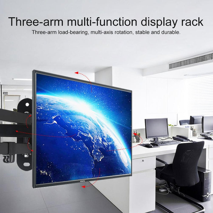 14-27 Inch Universal Rotatable Retractable Computer Monitor Three Arms Wall Mount Bracket