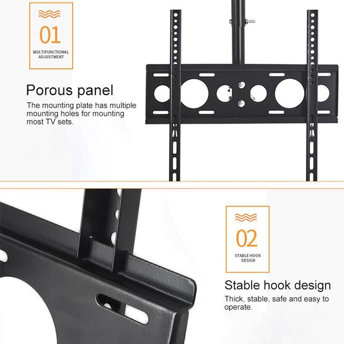 32-70 Inch Universal Height & Angle Adjustable Single Screen Tv Wall-Mounted Ceiling Dual-Use Bracket - Range 0.5-2M