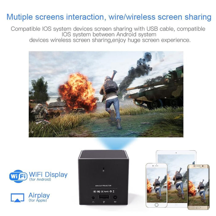 C80 Dlp Portable Hd Projector 120-Inch Giant Screen Projector Blu-Ray 4K Android 7.1.2 2Gb + 16Gb