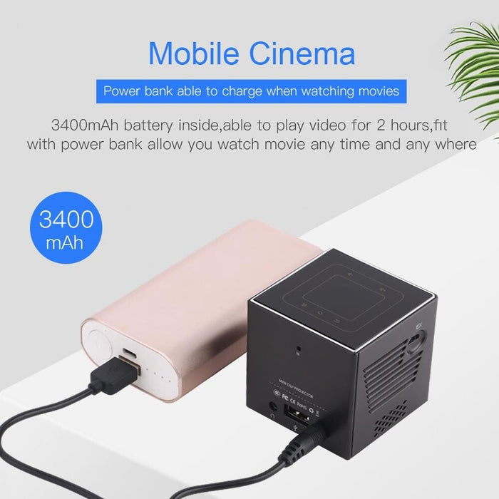 C80 Dlp Portable Hd Projector 120-Inch Giant Screen Projector Blu-Ray 4K Android 7.1.2 2Gb + 16Gb