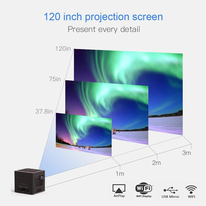 C80 Dlp Portable Hd Projector 120-Inch Giant Screen Projector Blu-Ray 4K Android 7.1.2 2Gb + 16Gb