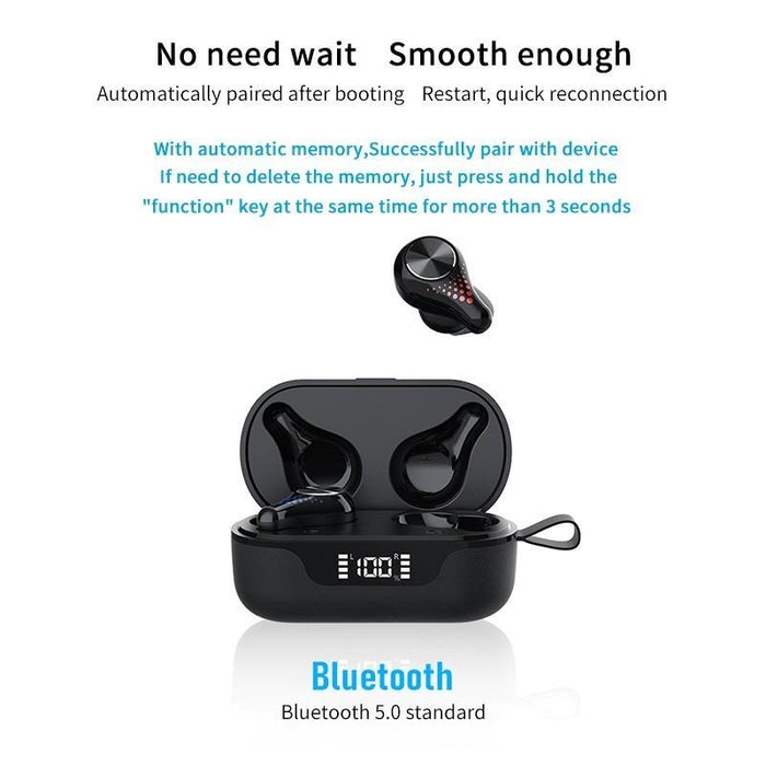 T8 Hifi Wireless Bluetooth 5.0 Earphone Waterproof Sports Gaming Earphone Noise Earbuds With Led Display