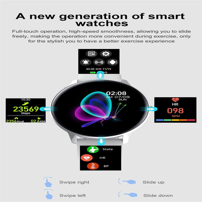 Colour Smart Watch Ip68 Waterproof Temp/Heart/Bp/Sleep Monitoring Menstrual Cycle Prediction