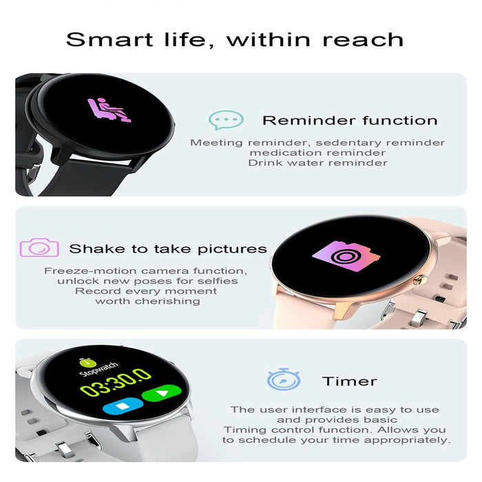 Colour Smart Watch Ip68 Waterproof Temp/Heart/Bp/Sleep Monitoring Menstrual Cycle Prediction