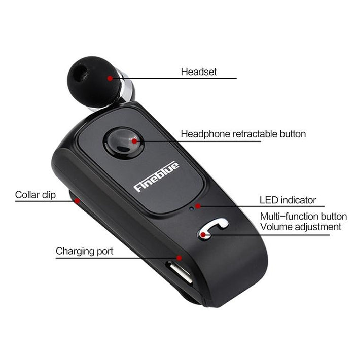 F920 Csr4.1 Retractable Cable Caller Vibration Reminder Anti-Theft Bluetooth Headset