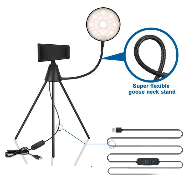 Ns-08 Makeup Live Selfie Fill Ring Light Photography Led Dimmable Ring Lamp With Phone Tripod Stand Holder