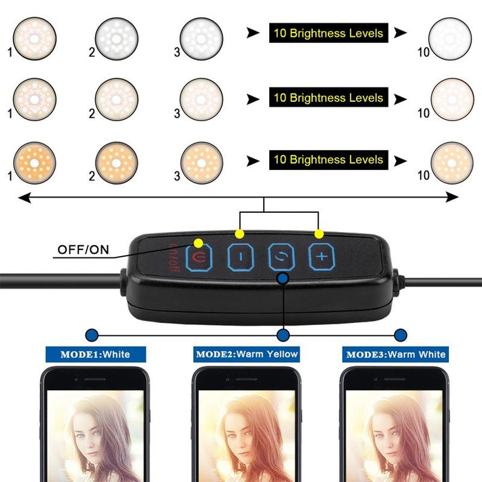 Ns-08 Makeup Live Selfie Fill Ring Light Photography Led Dimmable Ring Lamp With Phone Tripod Stand Holder