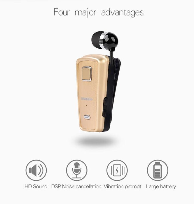 F980 Csr4.1 Retractable Cable Caller Vibration Reminder Anti-Theft Bluetooth Headset