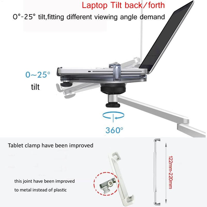 360 Degrees Rotation Arm Aluminum Alloy Tablet Laptop Stand