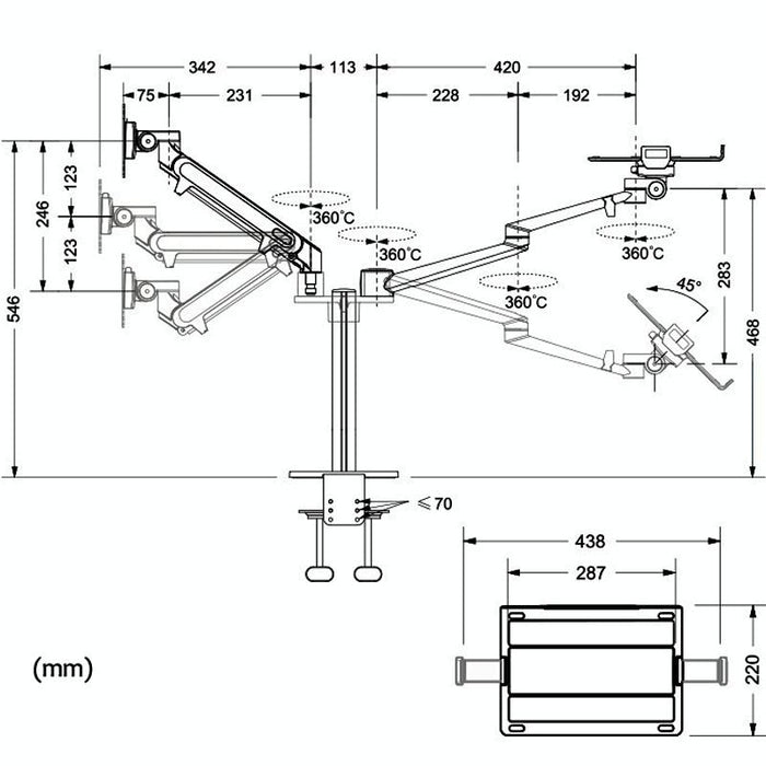 Aluminum Height Adjustable Desktop Computer Stand For 17-32