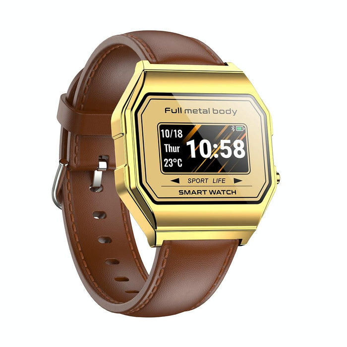 Waterproof Colour Screen Smartwatch Leather Band