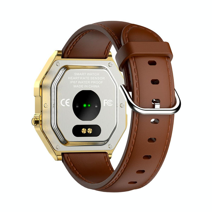 Waterproof Colour Screen Smartwatch Leather Band