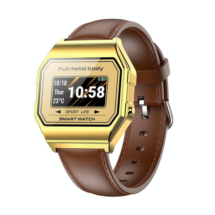 Waterproof Colour Screen Smartwatch Leather Band