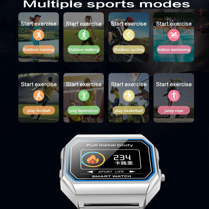 Waterproof Colour Screen Smartwatch Leather Band