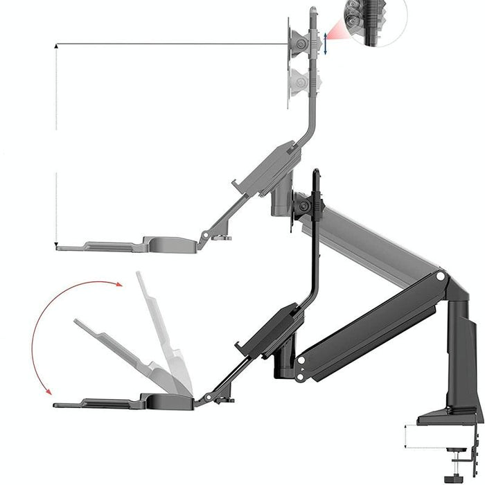 Ergonomic 19-27 Inch Monitor Holder With Foldable Keyboard