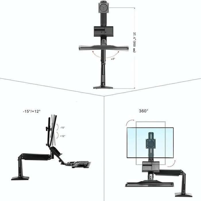 Ergonomic 19-27 Inch Monitor Holder With Foldable Keyboard