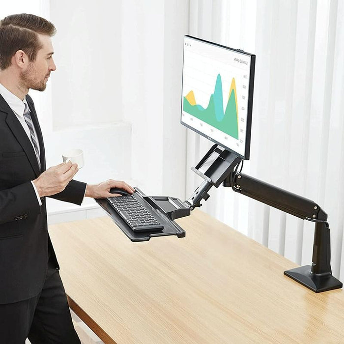 Ergonomic 19-27 Inch Monitor Holder With Foldable Keyboard