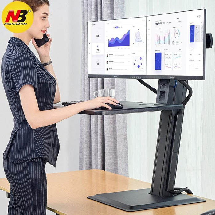 Computer Stand 22-27 Inch Dual Monitor Mount With Keyboard