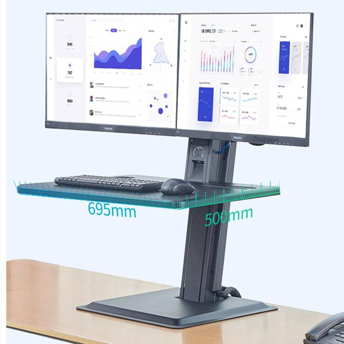 Computer Stand 22-27 Inch Dual Monitor Mount With Keyboard