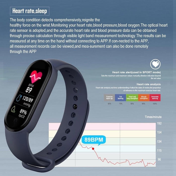 Colour Screen Smart Watch Heart Rate Blood Pressure Monitoring