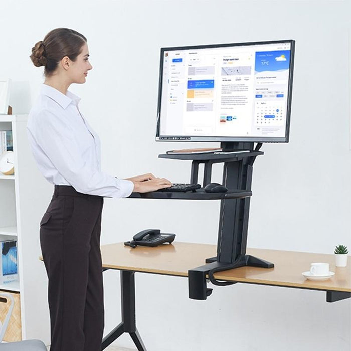 Nb L80 Dual Tray Stand Desk Table Clamp Lcd Monitor Mount For 17-32 Inch