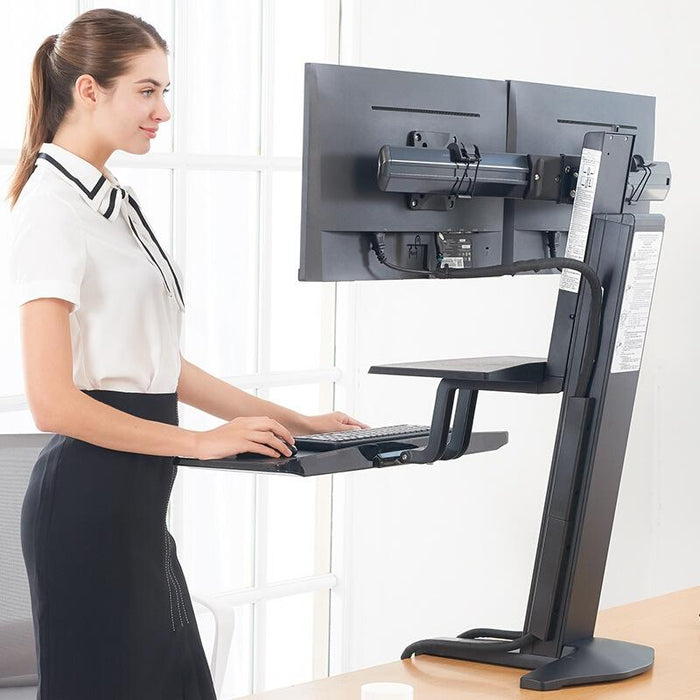 Nb L100 Sit-Stand Workstation Desk Table Clamp Dual Lcd Monitor Mount For 22-27 Inch