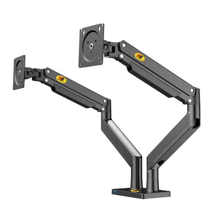 Nb G32 Aluminum Alloy Dual Monitor Mount Gas Spring Arm Full Motion Holder For 22- 32 Inch Lcd Led