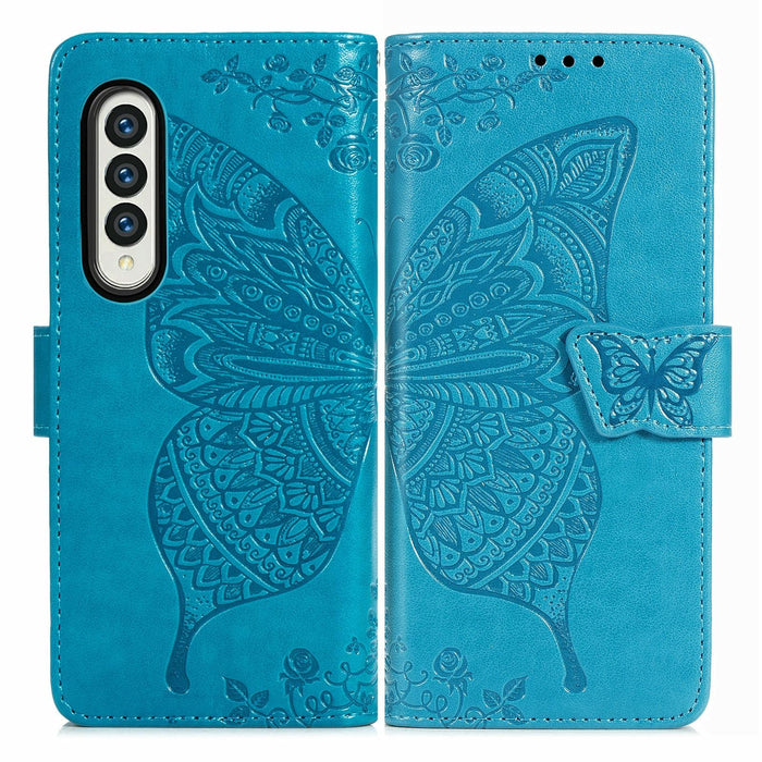 Embossed Butterfly Love Flower Leather Phone Case