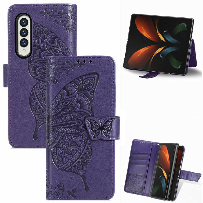 Embossed Butterfly Love Flower Leather Phone Case