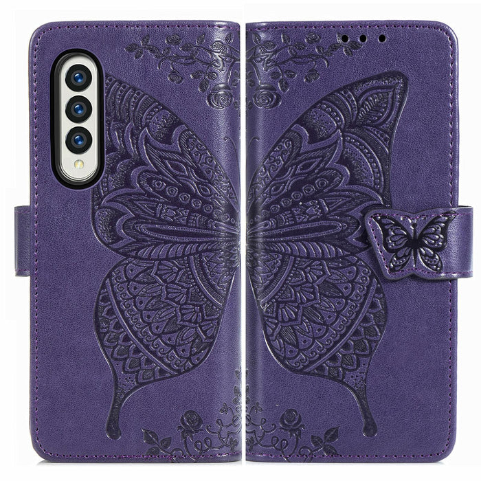 Embossed Butterfly Love Flower Leather Phone Case